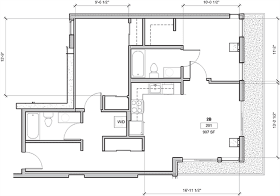 Floor Plan  2 Bed - 2 Bath, 1071 sq ft, 2 bedroom A floor plan