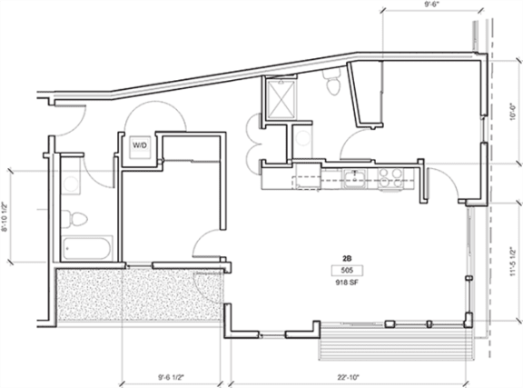 Floor Plan  2 Bed - 2 Bath, 955 sq ft, 2 Bedroom E floor plan