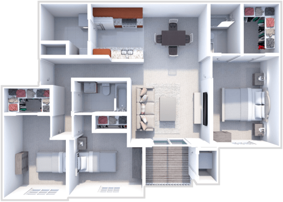Floor Plan  Fitzgerald 3 bedroom, 2 bath at Chelsea Park apartments