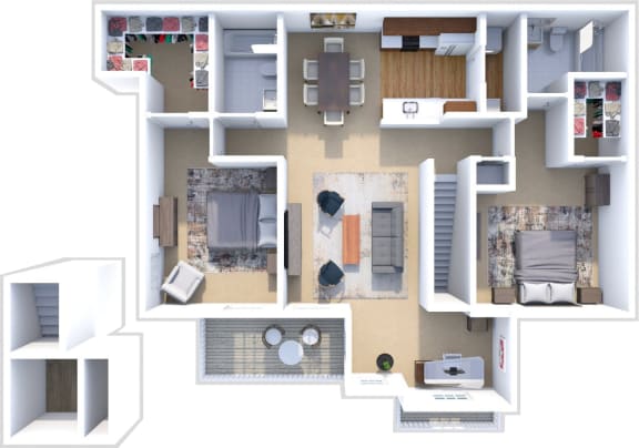 Floor Plan  a floor plan of a two bedroom apartment with two bathrooms and a balcony