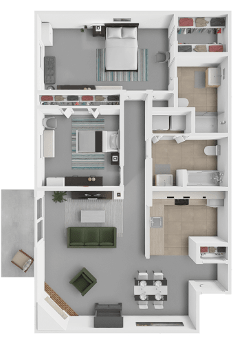 Floor Plan  2 bed 2 bath belmont floor plan at huntington glen apartments