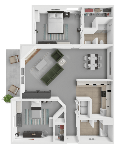 Floor Plan  2 bed 2 bath derby floor plan at huntington glen apartments