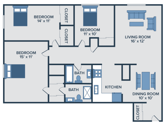 Floor Plan  3 bedroom apartments