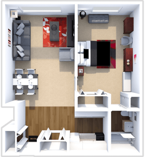 Floor Plan  one bedroom floor plan at shores of roosevelt park apartments