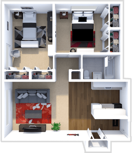 Floor Plan  two bedroom floor plan at shores of roosevelt park apartments