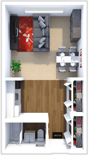 Floor Plan  studio floor plan at shores of roosevelt park apartments