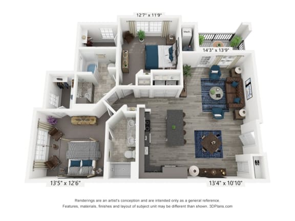 Floor Plan  B1_a floor plan at 8 West apartments in Greensboro, NC