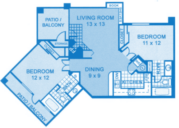 Floor Plan  Ridgpointe B2 Floor plan image depicting layout of apartment home.