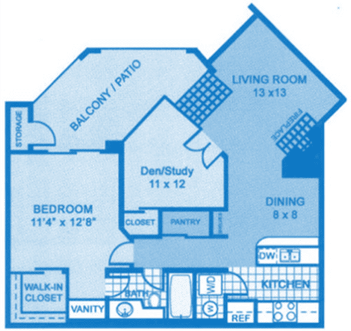 Floor Plan  Ridgpointe C1 Floor plan image depicting layout of apartment home.