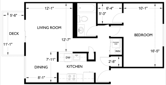 Floor Plan  1 Bed 1 Bath