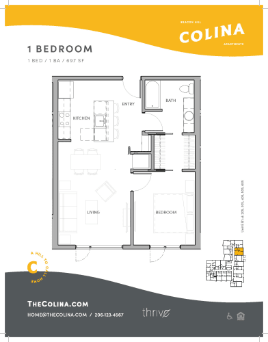 Floor Plan  1x1 - B1-C East