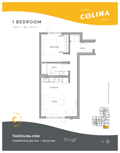 Floor Plan  1x1 - B1-E East