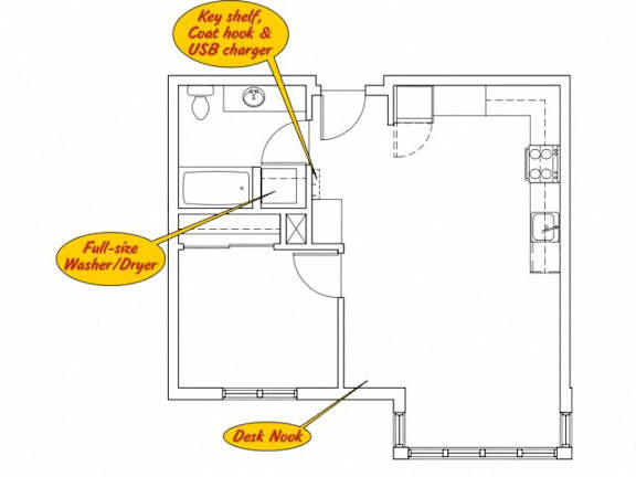Floor Plan  a diagram of a floor plan with a yellow arrow pointing to the floor