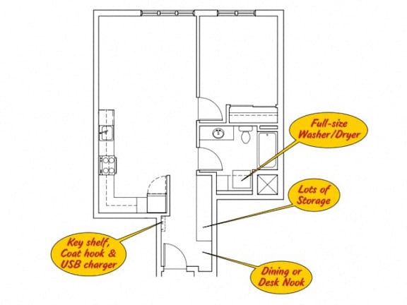 Floor Plan  a floor plan of a room with yellow circles around it