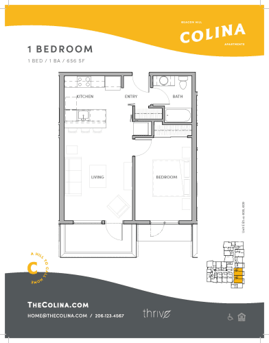 Floor Plan  1x1 - B1-A East