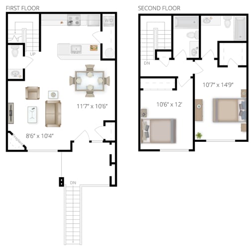 Floor Plan  2x2.5 Townhome