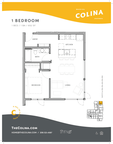 Floor Plan  1x1 - B1-D East