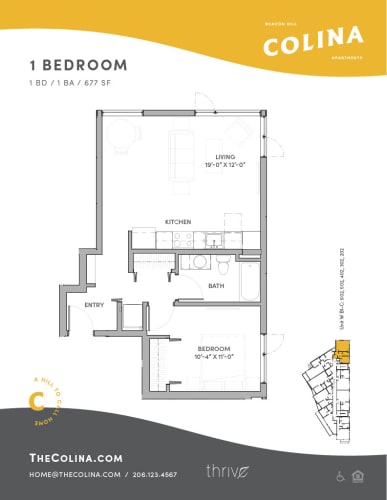 Floor Plan  1x1 - B1-C West
