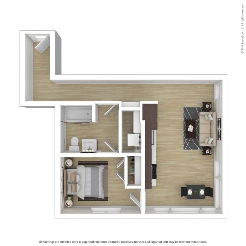 Floor Plan  a typical floorplan of a 1 bedroom apartment