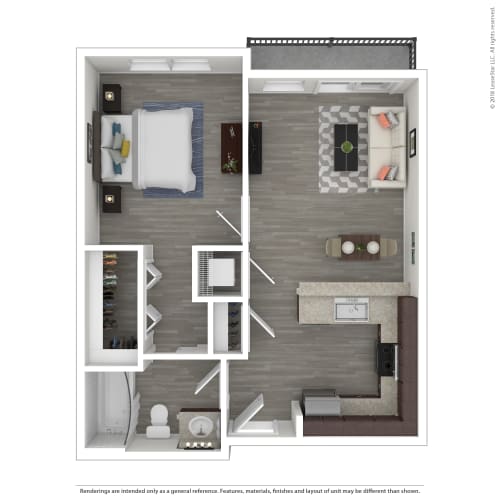 Floor Plan  this is a 3d floor plan of a 1128 sq ft apartment