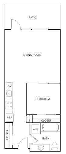 Floor Plan  a floor plan of a small house with a bedroom and a living room