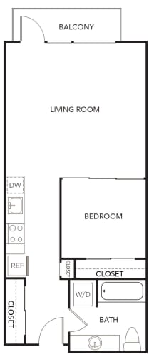 Floor Plan  a floor plan of a small house with a bedroom and a living room
