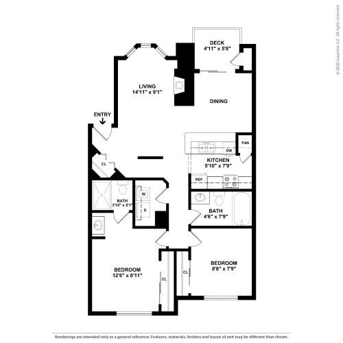 Floor Plan  this floor plan is an approximation of our 1 bedroom floor plan
