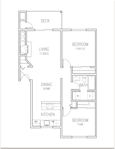 Floor Plan  a floor plan of a bedroom apartment with a closet