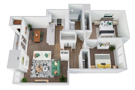 Floor Plan  2 Bed / 1 Bath