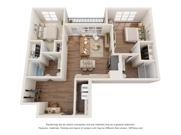 Floor Plan  a stylized floor plan with a bedroom and living room