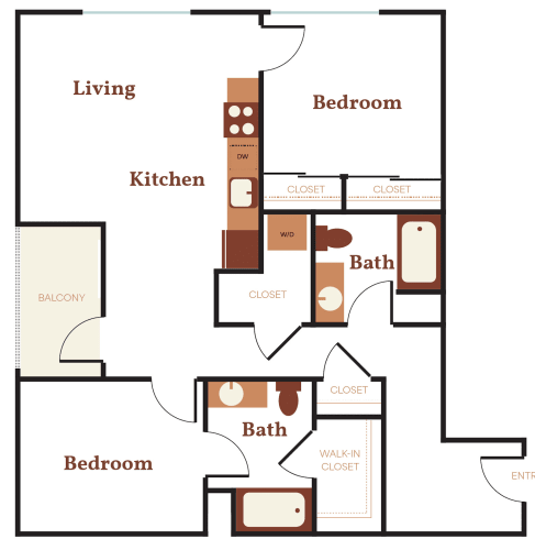 Floor Plan  a floor plan of a house with bedrooms and baths and a staircase