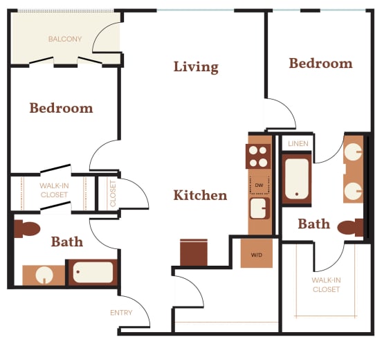 Floor Plan  a floor plan of a home with a mix of bedrooms and baths