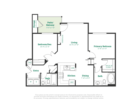Floor Plan  this floor plan is an approximation of a 1125 sq ft 2 bedroom