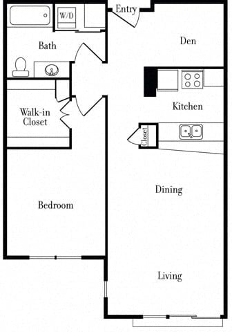 Floor Plan  507 One-Bed + Den A