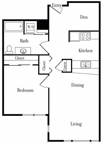 Floor Plan  507 One-Bed + Den B