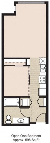 Floor Plan  525 Open One Bedroom