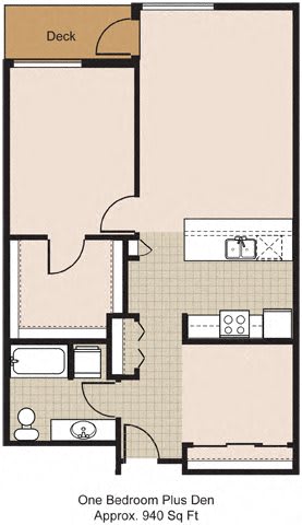 Floor Plan  525 One Bedroom + Den