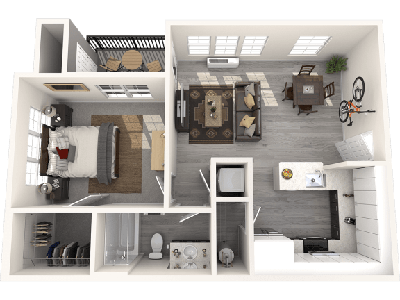 Floor Plan  a 3d floor plan of a house with a bedroom and a bathroom