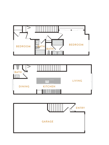 Floor Plan  2 Bedroom Townhome T1