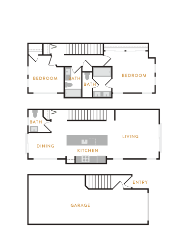 Floor Plan  2 Bedroom  Townhome T2