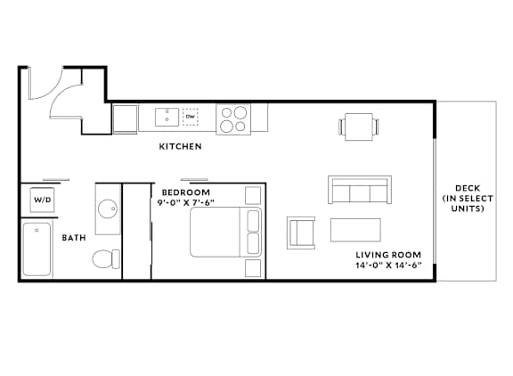 Floor Plan  Open 1 Bedroom