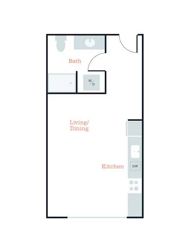 Floor Plan  a floor plan of a 1 bedroom floor plan