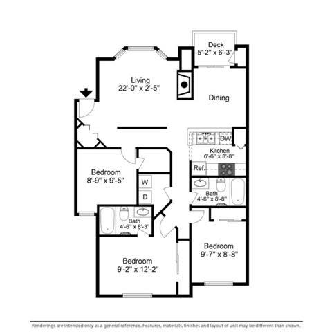 Floor Plan  a floor plan of a house with two bedrooms and two bathrooms