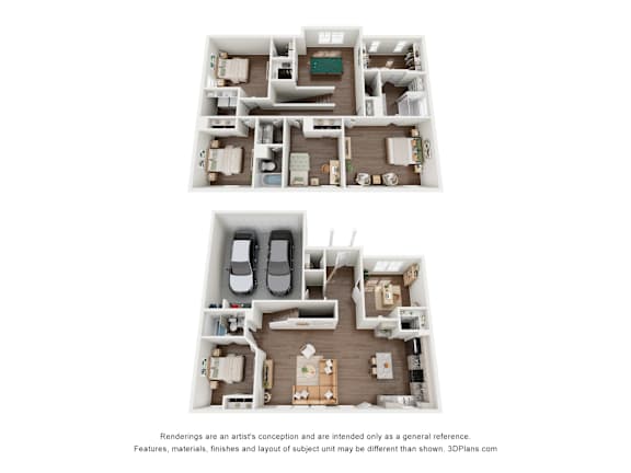 Floor Plan  a stylized floor plan of a 3 bedroom apartment