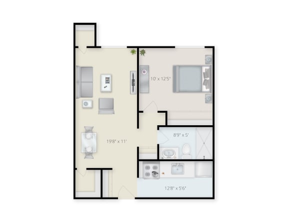 Floor Plan  One Bedroom One Bathroom Floorplan Layout Bridgeport Manor Apartments.
