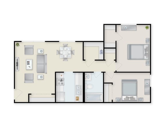 Floor Plan  the 1190 sq ft 2 bedroom floor plan