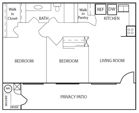 Floor Plan  2 Bed Floor Plan at Rio Verde Apartments, Cottonwood, AZ