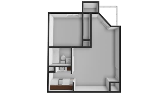 Floor Plan  A black and white image of a house layout.