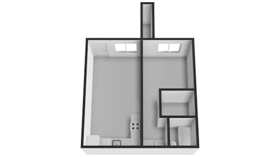 Floor Plan  A black and white image of a house layout.