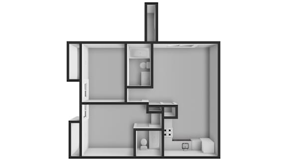 Floor Plan  A black and white image of a house layout.